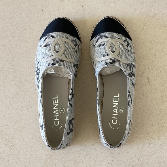 BRAND NEW Size 7 CHANEL Espadrilles in Taupe, Grey and Black - Picture 4 of 11